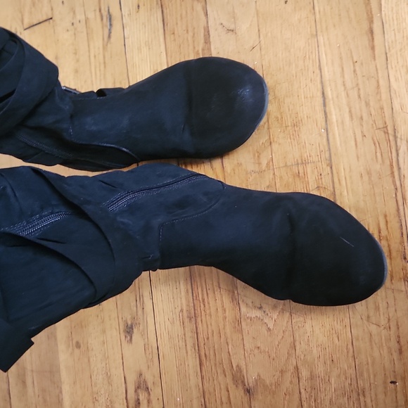 JustFab Jentry Black Over-the-Knee Boots with Buckle Detail - Picture 6 of 9